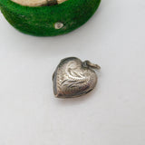 Sterling Silver Heart Locket Charm Pendant Vintage c1970