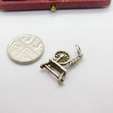 Sterling Silver Spinning Wheel Charm Pendant Vintage c1970