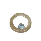 Sterling Silver Blue Topaz Open Circle Charm Pendant Vintage c1970