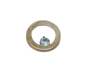 Sterling Silver Blue Topaz Open Circle Charm Pendant Vintage c1970