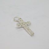 Sterling Silver Multi-Stone Diamond Cross Charm Pendant Vintage c1970