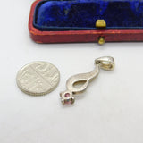 Sterling Silver Pink Paste Swirl Drop Charm Pendant Vintage c1970