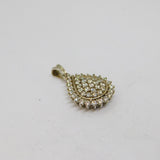 Sterling Silver Cubic Zirconia Set Fancy Peardrop Pendant Vintage c1970