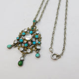 19th Century Austro-Hungarian Sterling Silver, Enamel, Turquoise Necklace c1880s