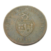 19th Century Copper Somerset & Bristol Brass & Copper Company One Penny 1811