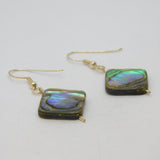 Pair of Sterling Silver Abalone Shell Bead Handmade Drop Earrings Vintage c1970