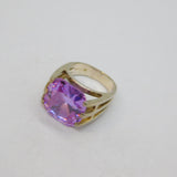 Sterling Silver Chunky Cushion Cut Amethyst Cocktail Ring Modern 2003 Size K