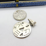 Sterling Silver Cave Painting Style Primitive Charm Pendant Vintage c1970