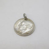 Silver Plated American One Dime Coin Charm Pendant Vintage c1970
