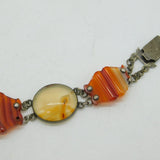 19th Century Scottish Sterling Silver & Agate Panel Bracelet Antique c1860s