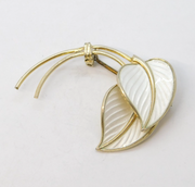 Marius Hammer Norwegian Sterling Silver White Enamel Floral Spray Brooch Vintage