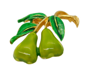 Gold Plated & Colourful Enamel Pear Tree Brooch Pin Vintage c1990
