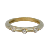 Sterling Silver 3 Stone Paste Set Band Ring Vintage c1970 Size K