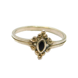 Sterling Silver Black Onyx  Double Strand Dress Band Ring Vintage c1970 Size P