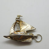 Sterling Silver Little Ship Charm Pendant Vintage c1970