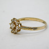 Sterling Silver & Paste Set Floral Cluster Ring Vintage c1970s