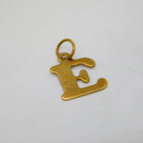 9ct Yellow Gold 'E' Initial Charm Pendant Vintage c1970s