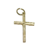 Sterling Silver Textured Minimalist Cross Charm Pendant Vintage c1970s