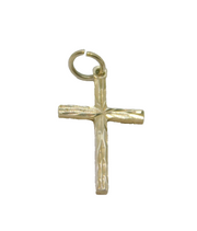 Sterling Silver Textured Minimalist Cross Charm Pendant Vintage c1970s