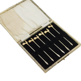 Boxed Art Deco Sterling Silver Cockerel Terminal Cocktail Sticks Antique