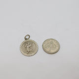 Sterling Silver Patterned Edge St Christopher Travel Charm Pendant Vintage c1970