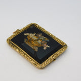 19th Century Yellow Metal Micro Mosaic Doves of Pliny Pendant AF Antique c1860