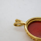 9ct Yellow Gold & Carnelian Red Agate Drop Pendant Vintage 1991 London