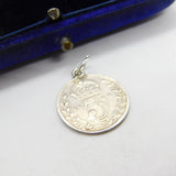 Sterling Silver King Edward VII Threepence Coin Charm Pendant Antique 1908