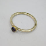 Sterling Silver Cabochon Amethyst Gold Fronted Band Ring Modern 2002 Size L 1/2