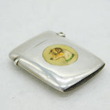 Victorian Sterling Silver & Enamel Jack Russell Terrier Vesta Case Antique