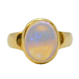 Victorian 18ct Yellow Gold & Cabochon Water Opal Dress Ring Antique c1890s