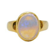 Victorian 18ct Yellow Gold & Cabochon Water Opal Dress Ring Antique c1890s