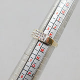 Sterling Silver Three Tier Sparkling Crystal Dress Ring Modern c1990 Size L