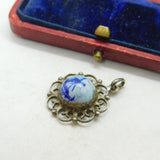 Sterling Silver with Watermill Delft Ceramic Scene Charm Pendant Vintage c1970