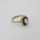 Sterling Silver 10 Sapphire & Opal Cluster Dress Ring Vintage c1970 Size J 1/2