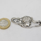 Art Nouveau Style Sterling Silver Fairy Brooch Pin Vintage c1970