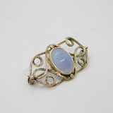 Sterling Silver Cabochon Blue Chalcedony Swirly Studio Brooch Pin Vintage c1970