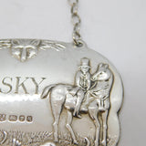 Sterling Silver Hunting Interest Whisky Decanter Label Vintage 1982 London