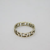 Sterling Silver Greek Key Pattern Dress Band Ring Vintage c1970 Size L