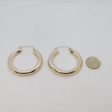 Pair of Sterling Silver Large Round Hoop Huggie Earrings Vintage c1970