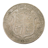King Edward VII .925 Silver Half Crown Coin Antique 1907 Fine Condition