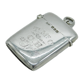 Victorian Sterling Silver Engraved Vesta Case Antique 1896 Birmingham