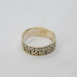 Sterling Silver Oxidised Celtic Pattern Wedding Band Ring Vintage c1970 Size Q