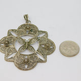 Sterling Silver Filigree Middle Eastern Style Art Deco Pendant Antique c1920