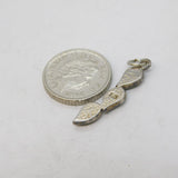 Sterling Silver Jade Set Drop Charm Pendant Vintage c1970s