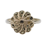 Sterling Silver Marcasite Art Deco Style Ring Antique c1930 Size S 1/2