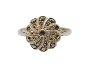 Sterling Silver Marcasite Art Deco Style Ring Antique c1930 Size S 1/2