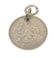 Sterling Silver Threepence Coin Charm Pendant Antique 1936