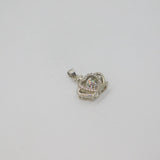 Sterling Silver CZ Set Crown Charm Pendant Contemporary c1990s