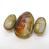 19th Century Rolled Gold Carved Hardstone Scarab Beetle Egyptian Brooch Antique